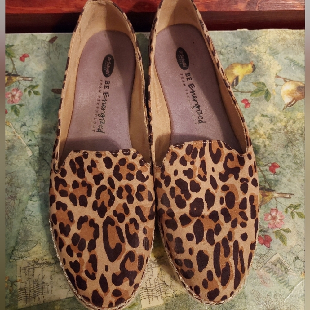 Dr. Scholl's Find Me Loafer Espadrilles Leopard Print Tan Black